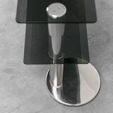 Console table in chromed steel and smoked glass of the 70s vintage