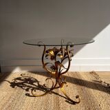 Table d'appoint en laiton avec plateau en verre Hans Kögl Mid Century