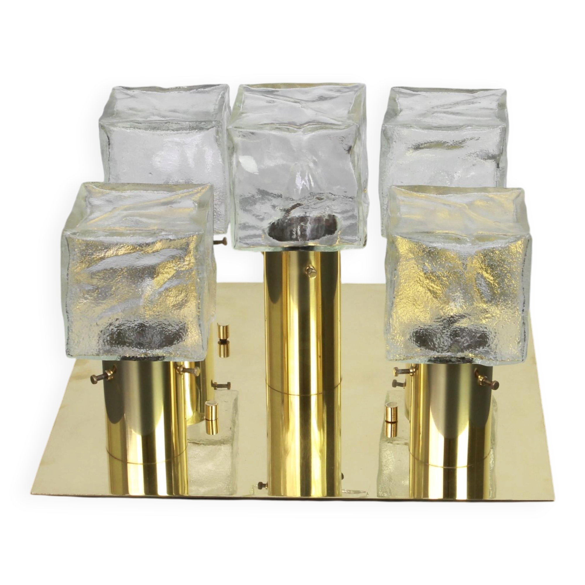 Large Murano Ice glass ceiling light by Kalmar, Austria, 1960s.