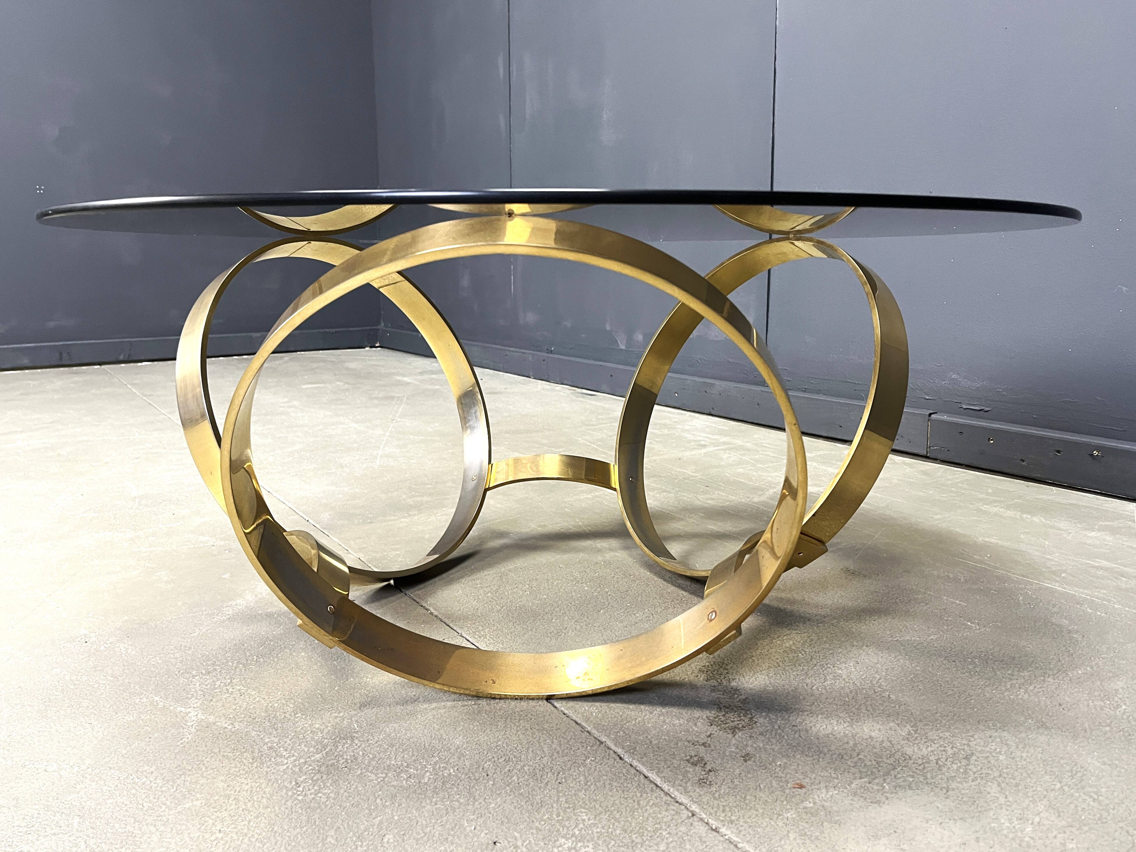 Vintage brass coffee table attributed to Knut Hesterberg, 1970s