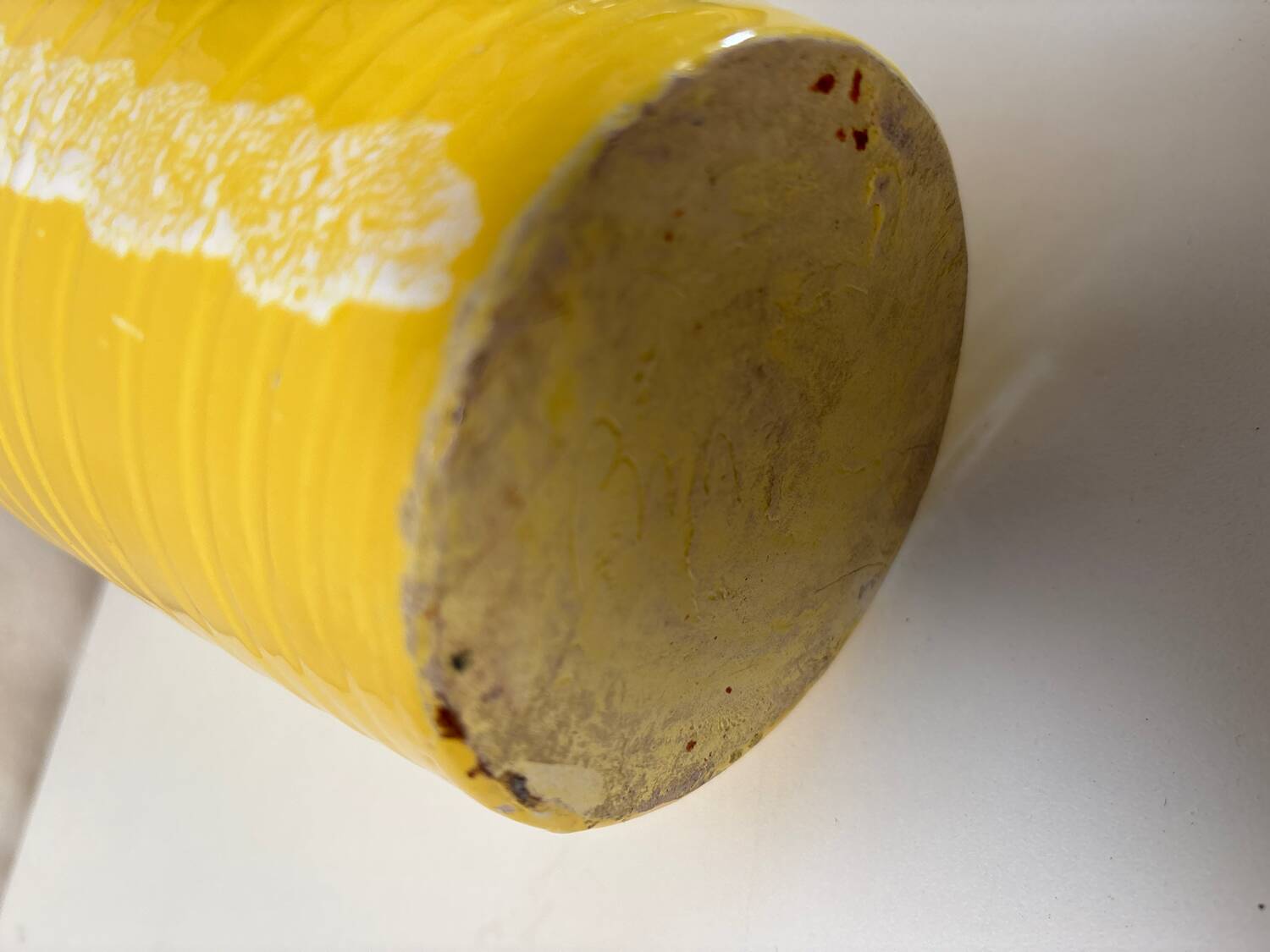 Antique vintage yellow ceramic vase