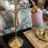 Vintage brass lamp with a swan neck/piano. Mid-20th century retro elegance.