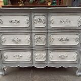 Old patinated curved chest of drawers with 3 drawers