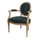 Louis XVI cabriolet armchair in blue velvet and wood, restored.