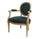 Louis XVI cabriolet armchair in blue velvet and wood, restored.