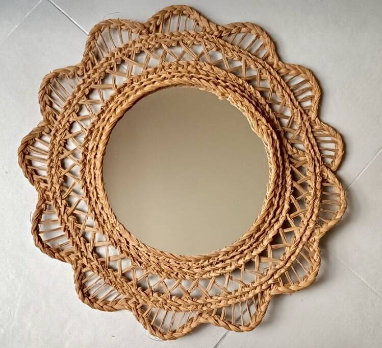 Miroir paille et corde
