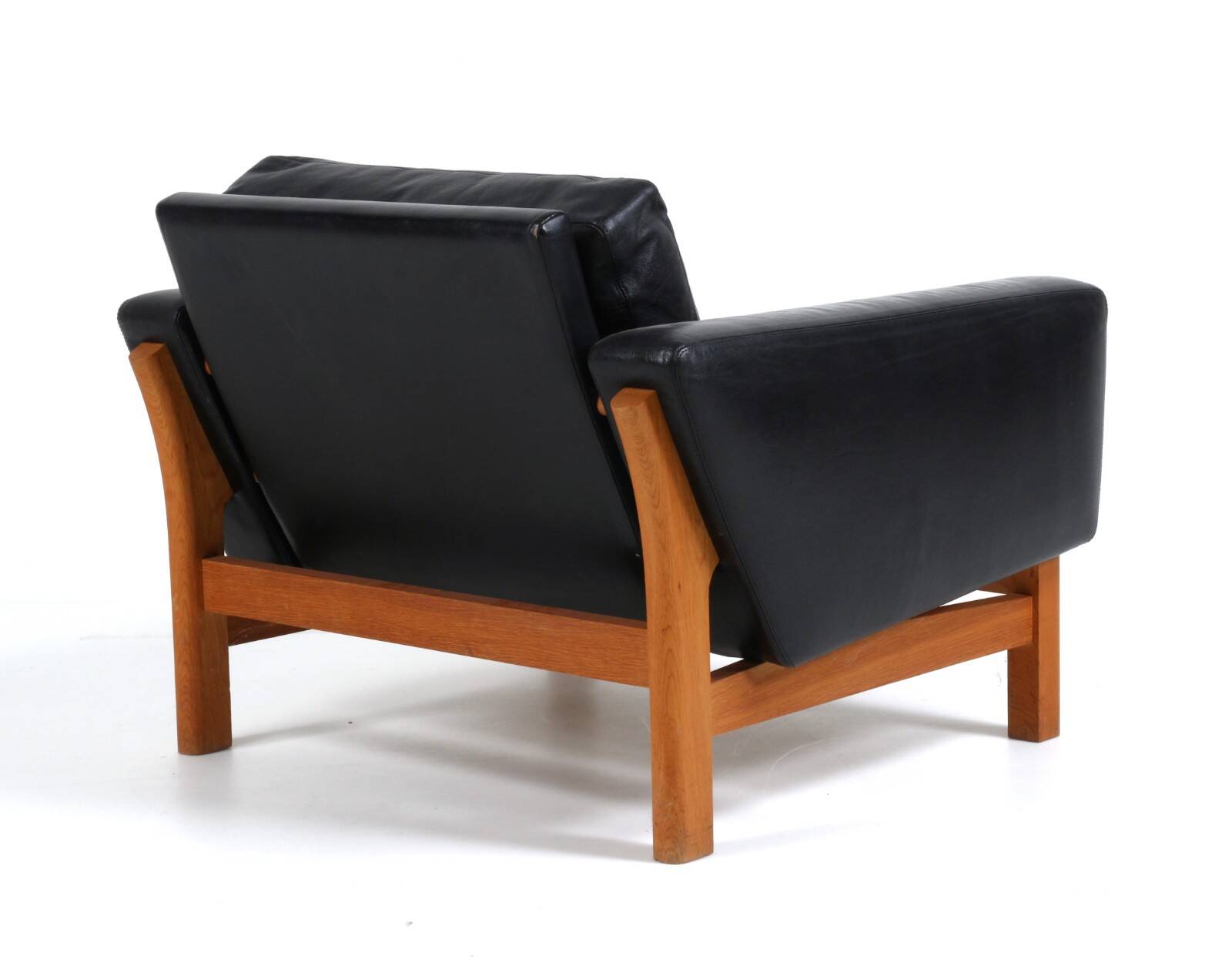 Vintage mid-century poul m. volther leather and oak lounge chair 1960,s