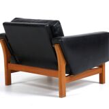 Vintage mid-century poul m. volther leather and oak lounge chair 1960,s