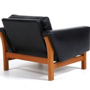 Vintage mid-century poul m. volther leather and oak lounge chair 1960,s