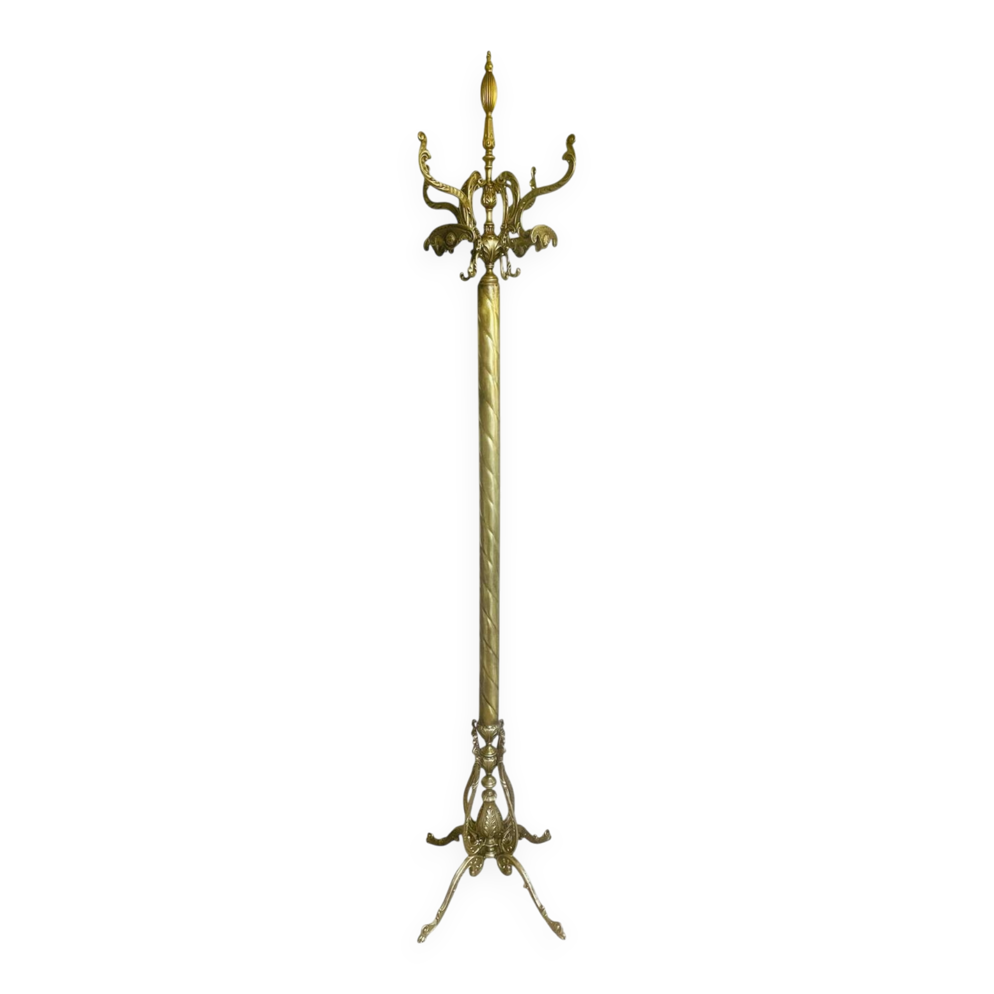 Freestanding brass coat rack