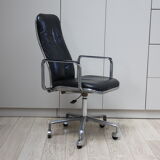 Swivel office chair in black leather - Frederick Scott for Hill - UK - 1970's