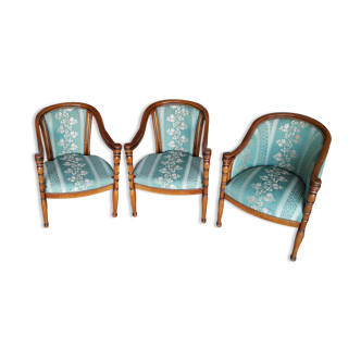 Set of 3 empire style armchairs