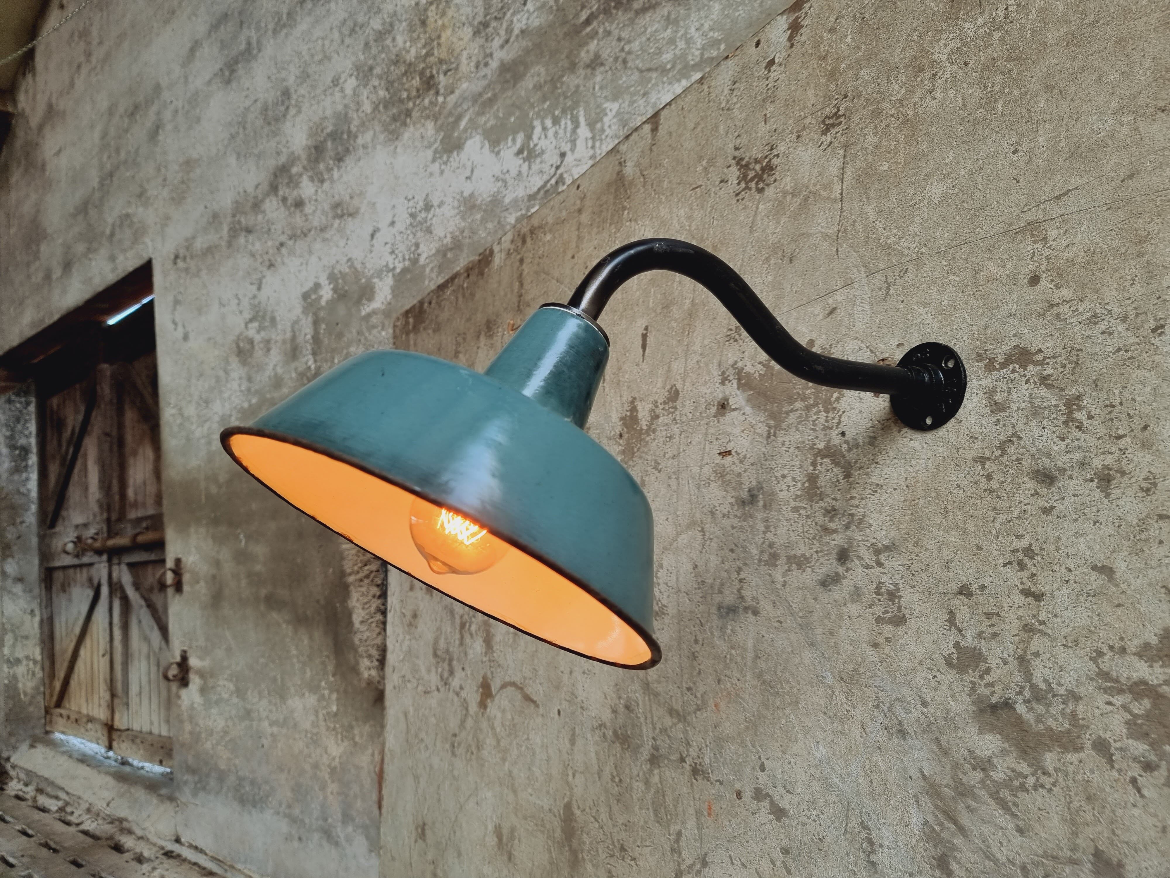 Old garden lamp vintage green wall lamp enamel