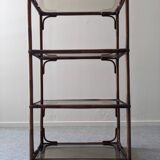 Bamboo and smoked glass shelf from the 60s and 70s