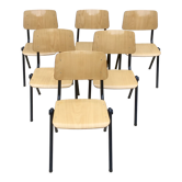 Set of 6 vintage Galvanitas cream colored chairs.