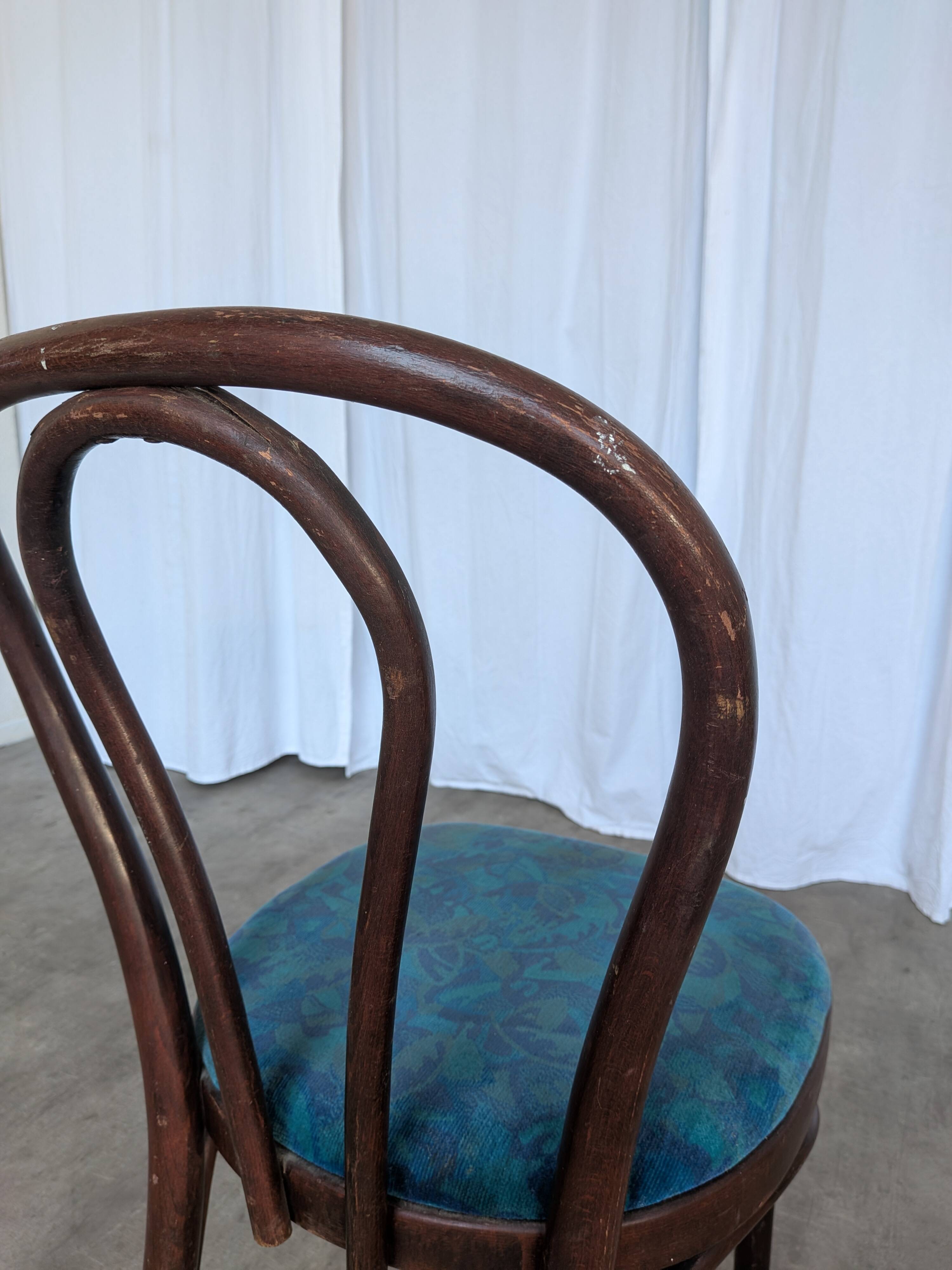 Vintage Bentwood Chair with Upholstered Seat / Thonet Style Dining Chair /