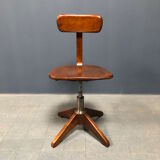 Brown beech wooden Albert Stoll atelier or desk chair from the 1920s