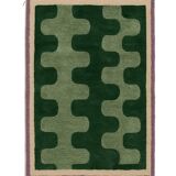 Wavy green Beni Ourain wool rug, 150/250cm