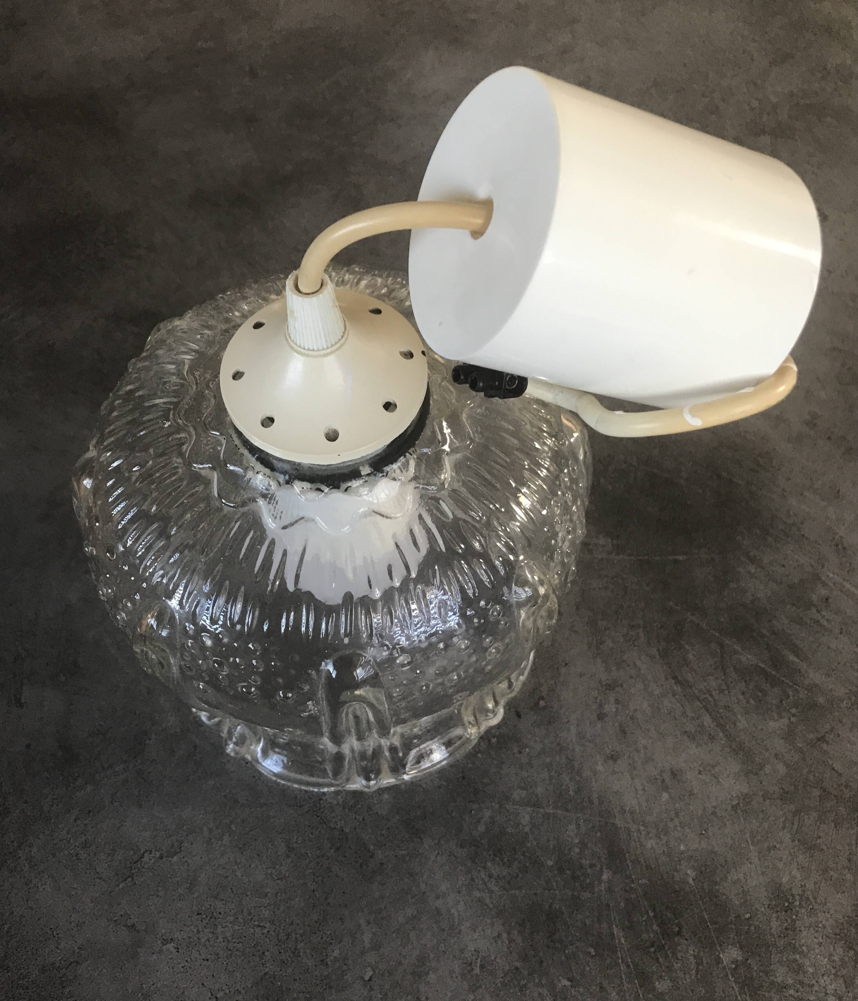 Vintage chandelier pendant lamp in molded glass tulip shape