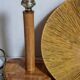 Table lamp in wood and rattan, 50s raffia lampshade
