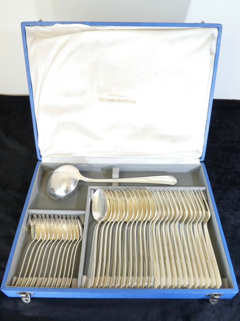 Menagere art deco silver metal Francois Frionnet