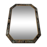 Antique Octagonal Mirror 45x35 with Floral Decor from the 80s Vintage