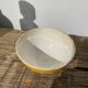 Old bowl Sarreguemines Digoin yellow with white polka dots, antique ceramics