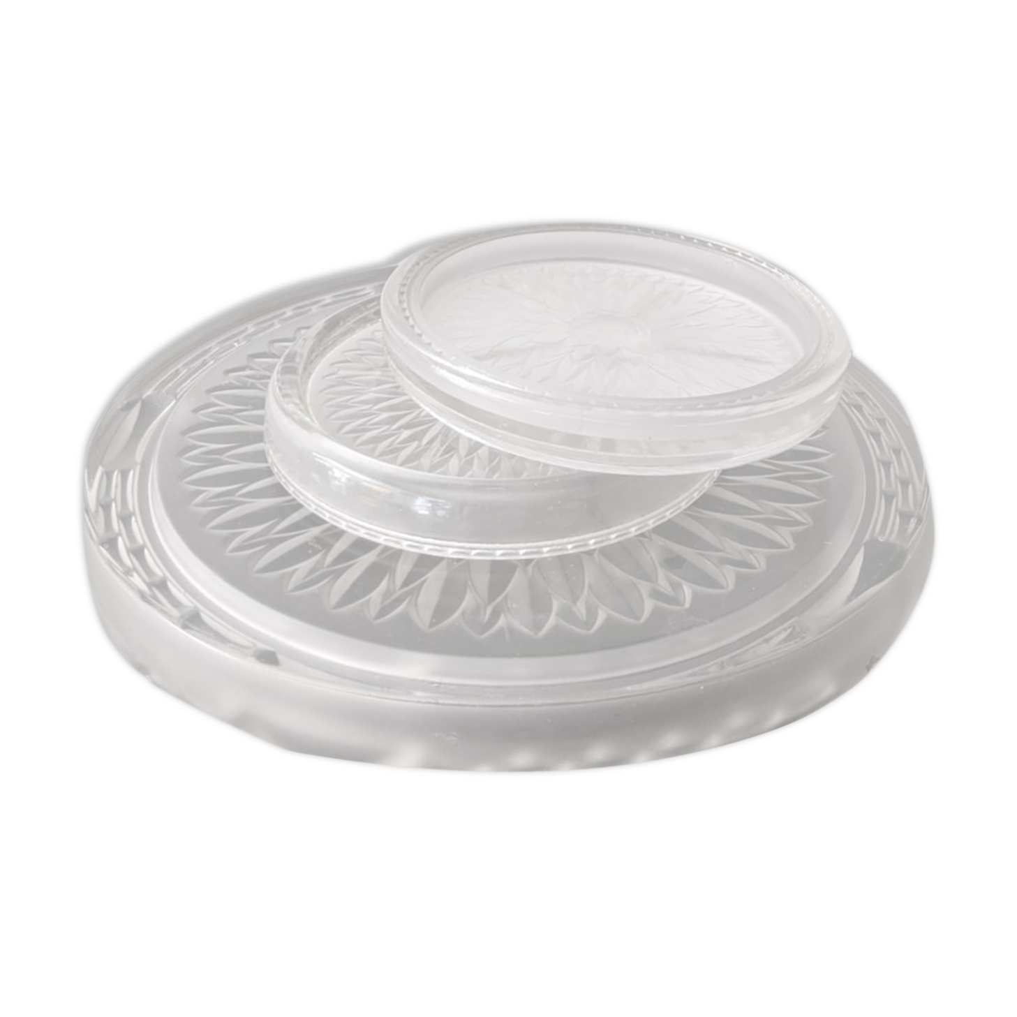 Under the plate and engraved glass bottle bottoms