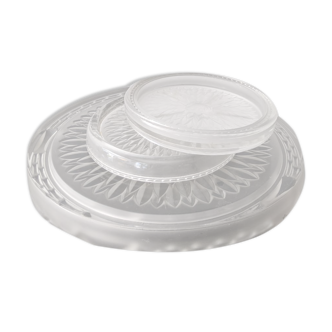 Dessous de plat et dessous de bouteille en verre gravé
