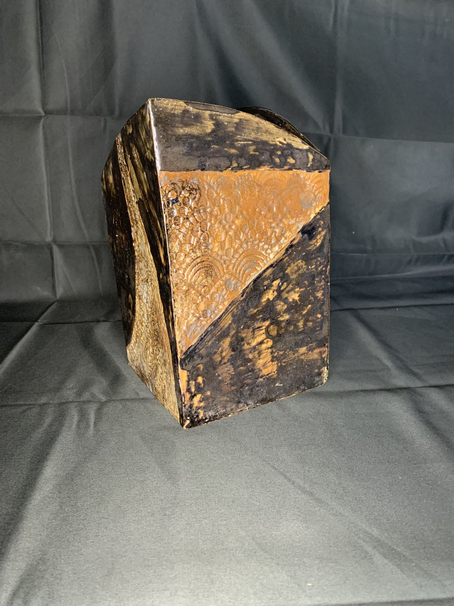 Vase céramique carré marron vintage