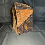 Vintage brown square ceramic vase