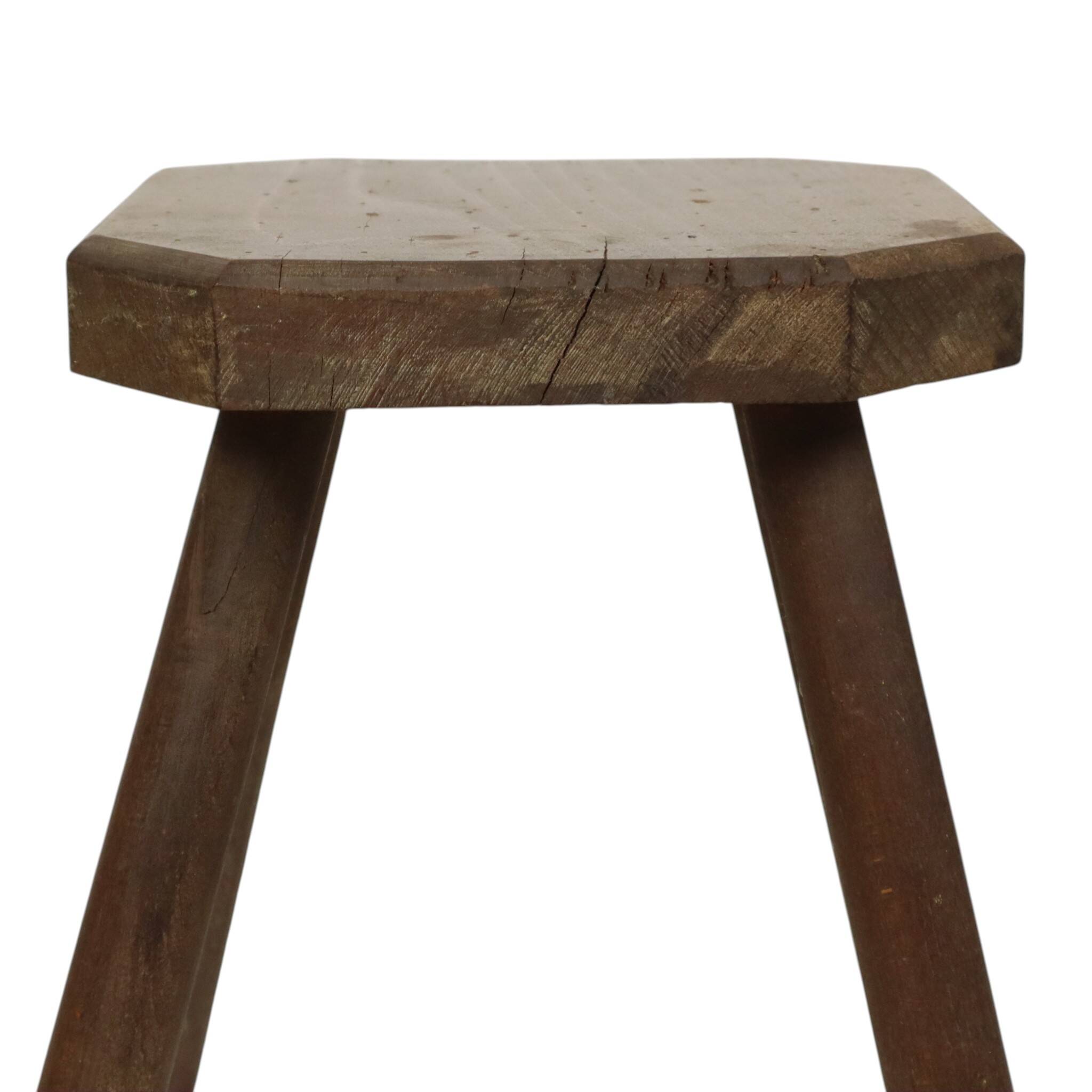 Old Rustic Solid Wood Stool Milk Stool Brutalist Style