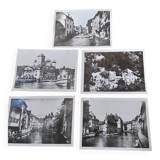 Set of 5 black and white photos of Annecy