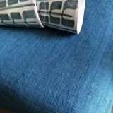 Harvest tablecloth in old hemp dyed in aquatic blue