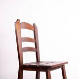 Set of 6 large Brutalist chairs in solid oak from the 1950s.