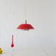Metal hanging lamp red Mid Century Scandinavian design, pendant light