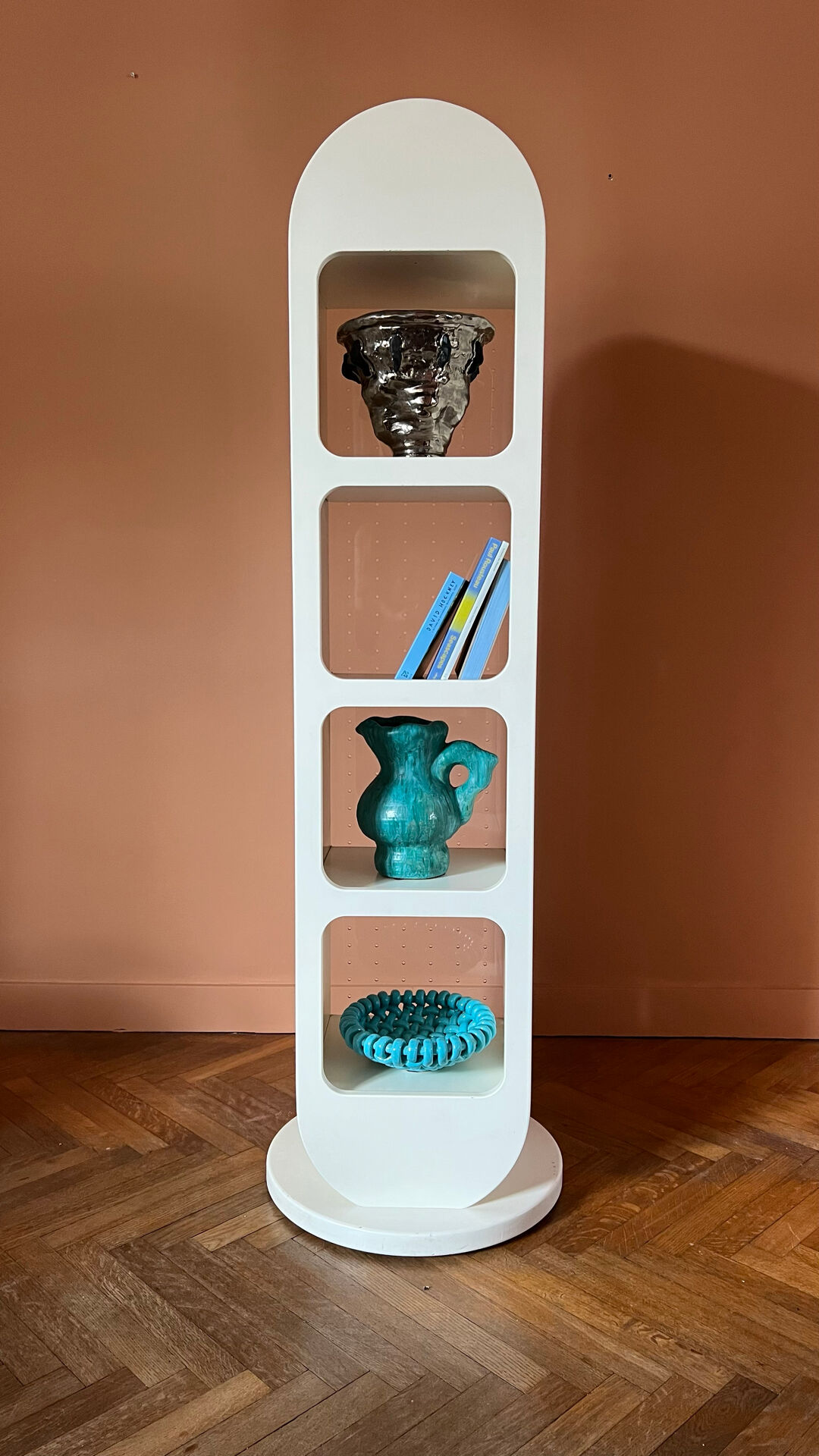 Vintage shelf from the 70s and 80s.