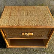 Maugrion bedside table for Roche Bobois, wood and rattan, 1980s