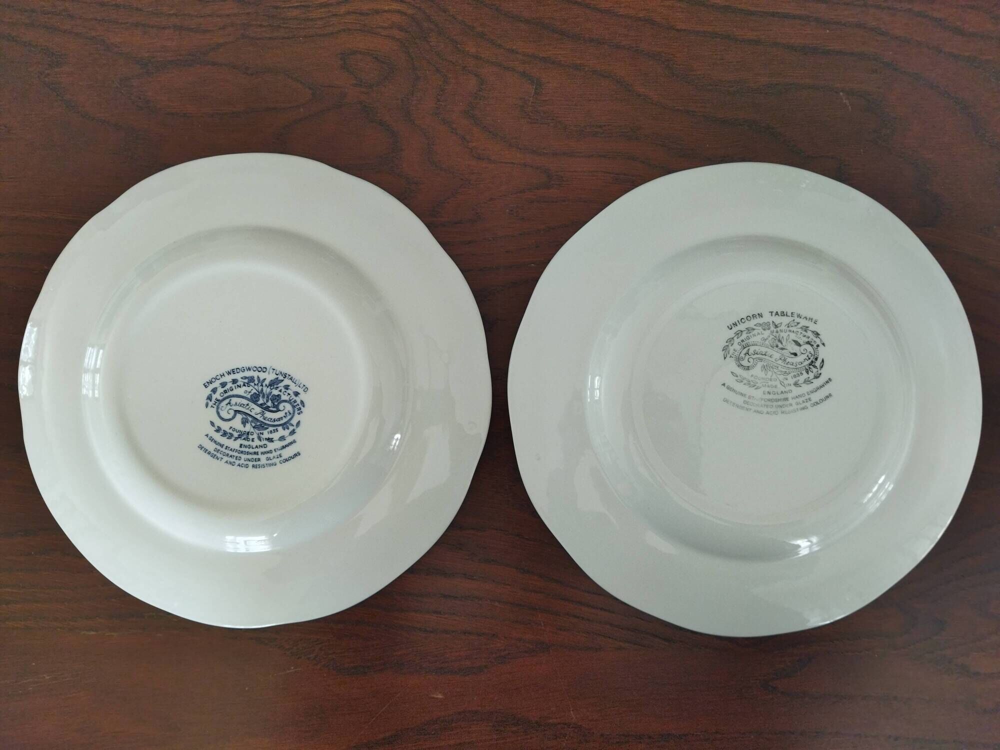 12 English dinner plates Enoch Wedgwood "Asiatic Pheasants"