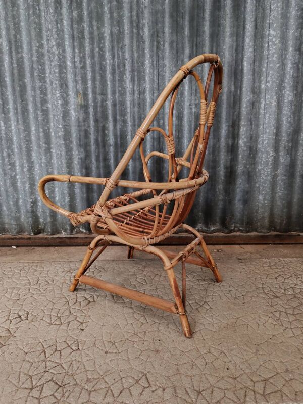 Fauteuil enfant en osier rotin vintage