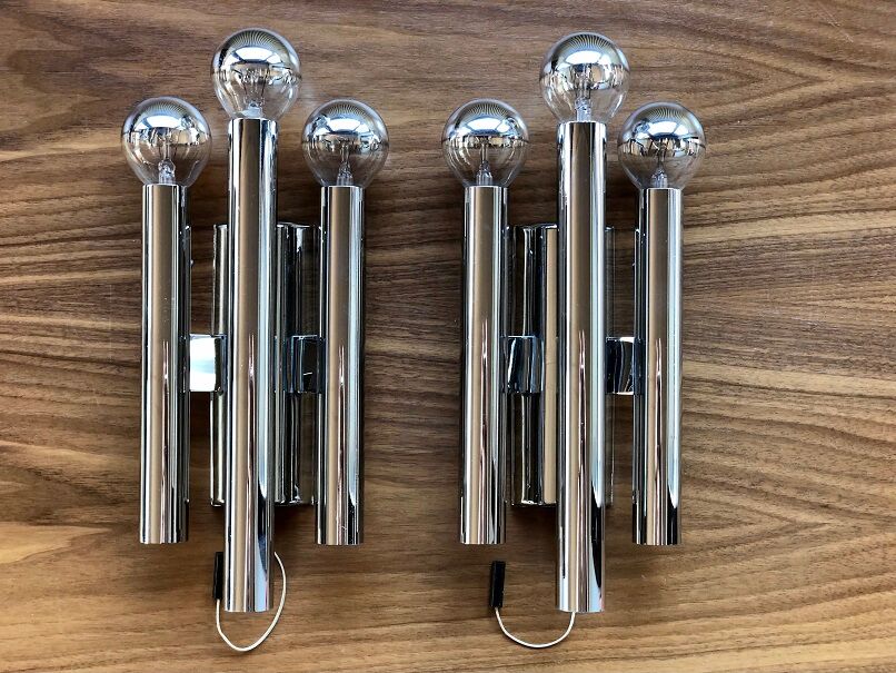 Chrome wall lamps from the 70s
