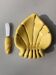 Art Deco butter dish with yellow and gold knife in ceramic