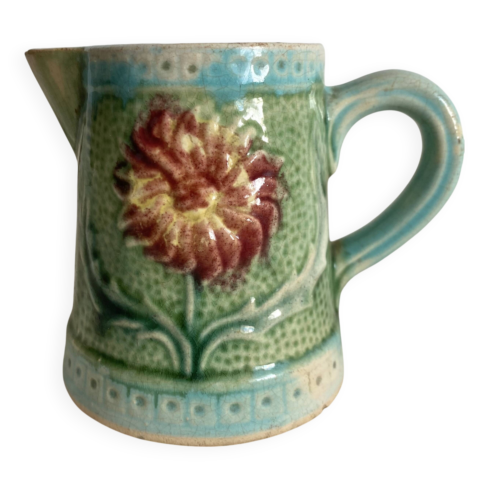 Small Art Nouveau slip milk pitcher