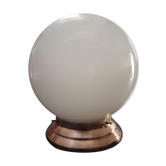 Plafonnier ancien globe opaline blanc porcelaine Art déco 1930 suppot métal Ø 20 cm