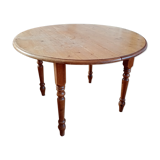 Extendable solid pine round table with 2 extensions