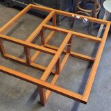 Table basse carrée moderniste en bois et verre