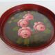 antique round wooden tray with rose decorations