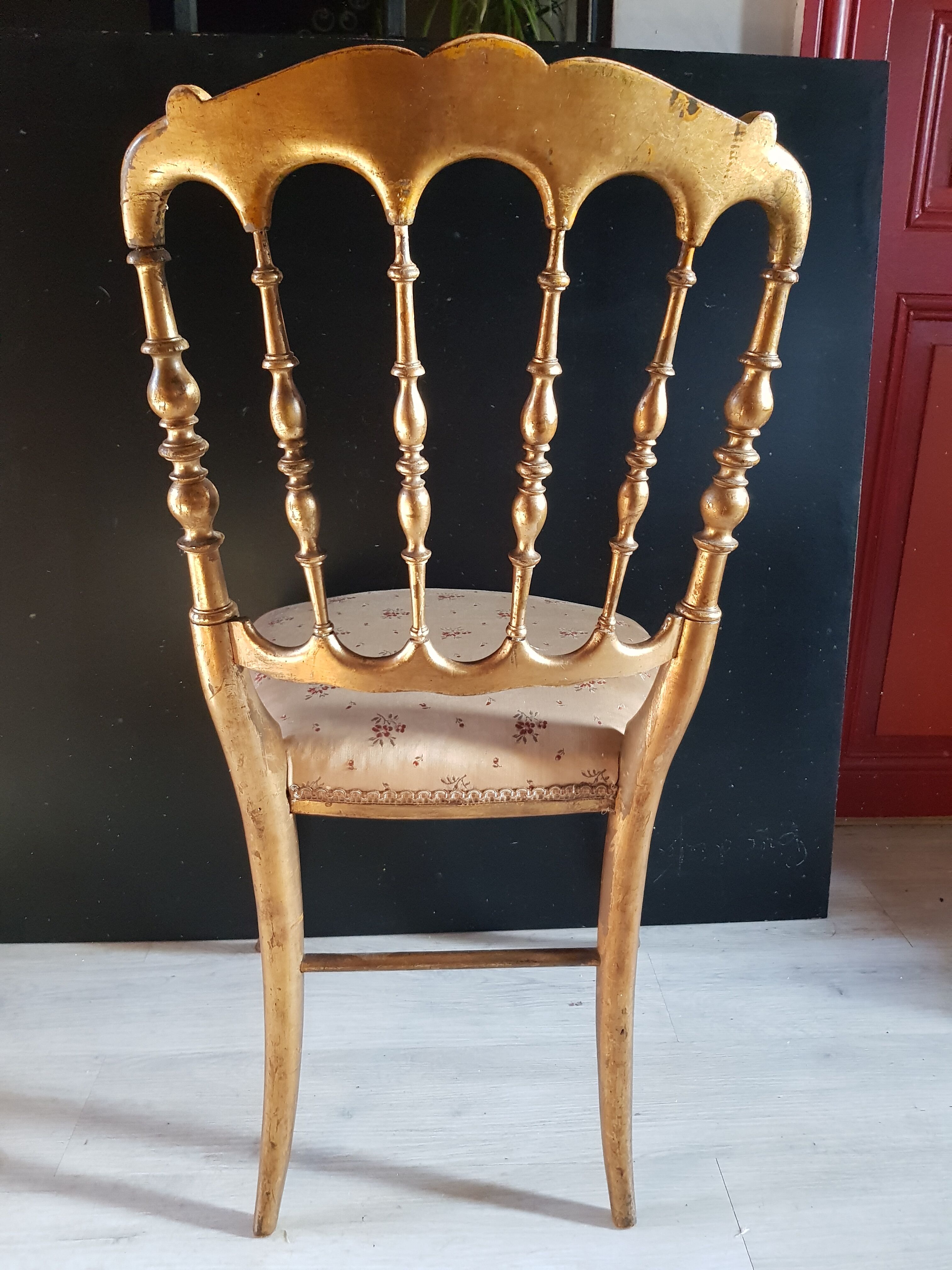Set of 3 gilded chairs in Napoleon III style - Stamped Faubourg Saint Antoine