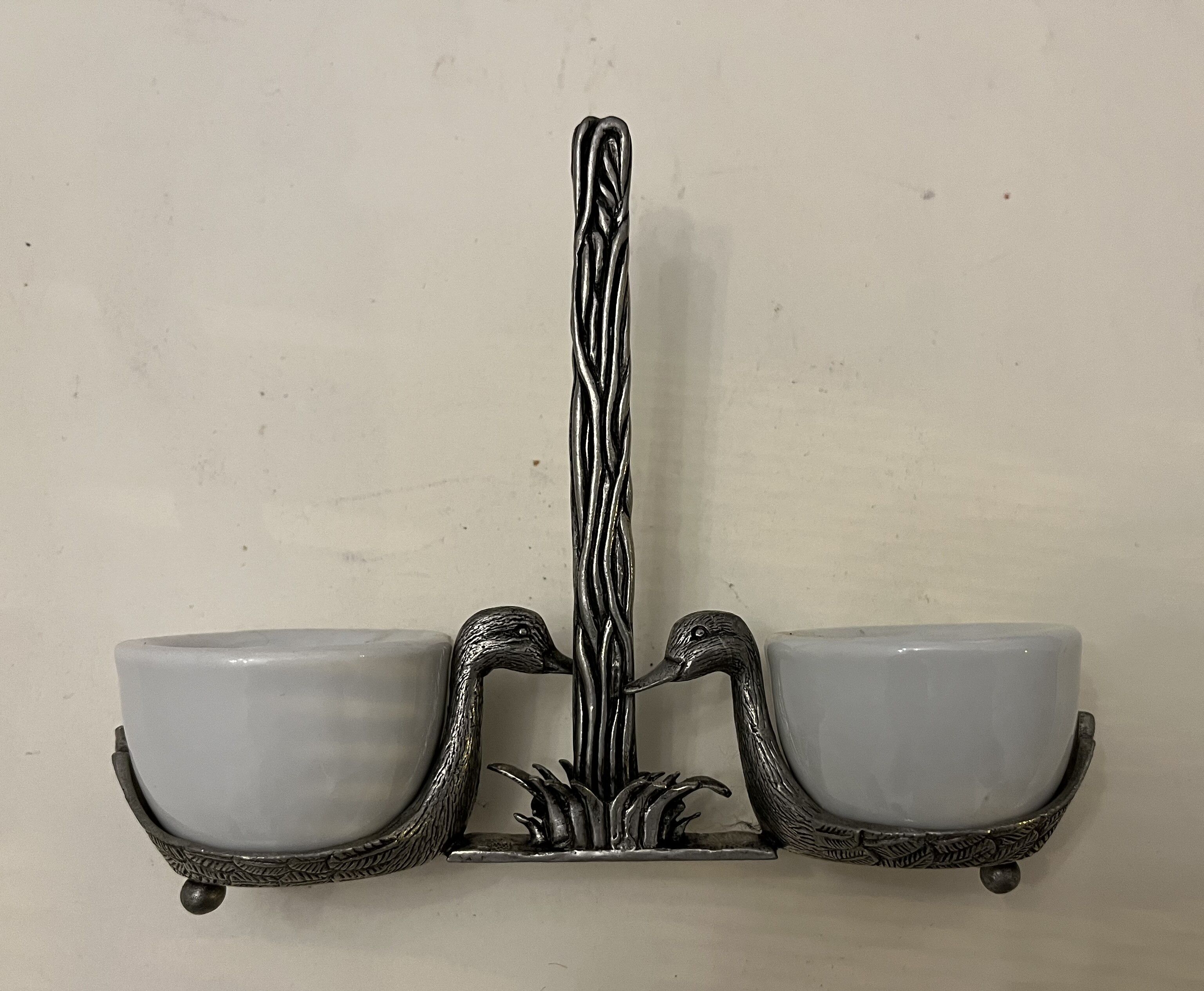 Faience and pewter salt shaker