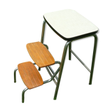 Retractable kitchen stepladder, wood and formica, vintage 60s